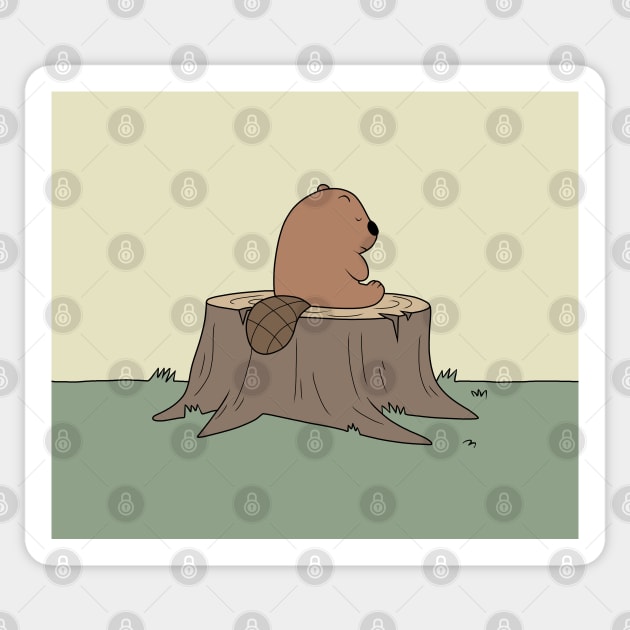 Beaver on the stump - We Bare Bears Sticker by valentinahramov